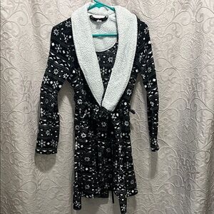 Kids Black and White Patterned Pajama Robe